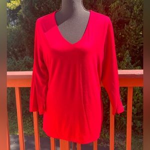 CHICO’S RED WOMENS TOP WITH LONG SLEEVES SIZE LARGE